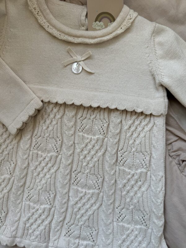 Gebreid Jurkje Beige Ruffle Cable - Afbeelding 2