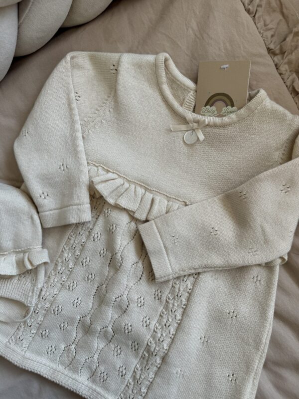 Gebreid Jurkje Beige Pointelle - Afbeelding 2