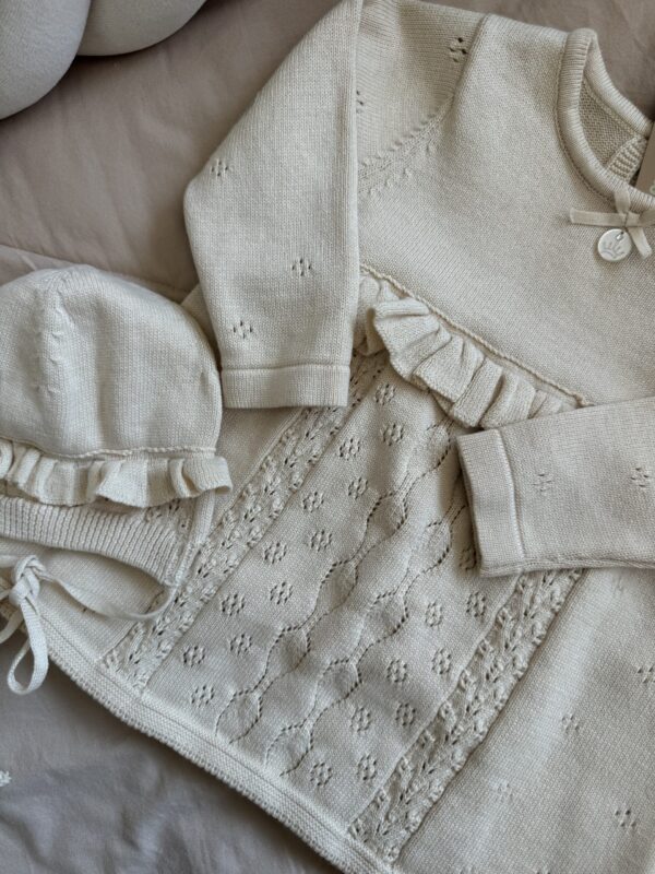 Gebreid Jurkje Beige Pointelle - Afbeelding 3